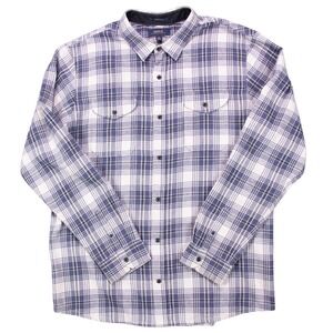 Roark Mens XL Classic Fit Blue‎ White Plaid Flannel Long Sleeve Shirt Cotton